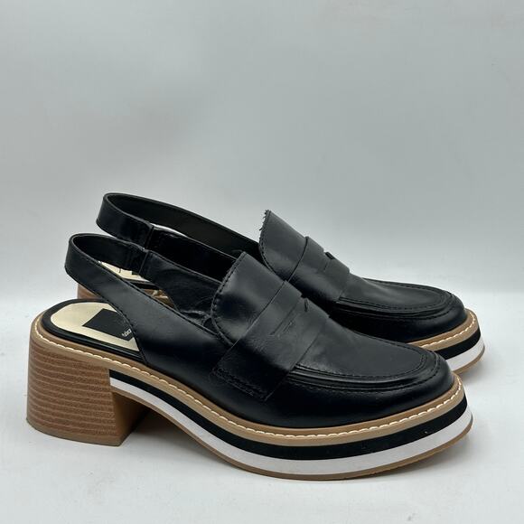 DOLCE VITA Hines Slingback Loafer Stacked Block Heel Black Sz 7.5 NWOB - Picture 2 of 7